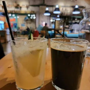 Mocktail and a Dark Lager
