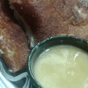 Coconut Cheesecake Empanada with dipping sauce