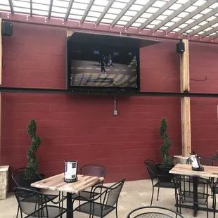 A view of our biggest TV on the patio