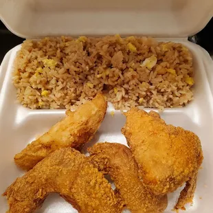 3 wings and shrimp fried rice platter.  Enough for one person.