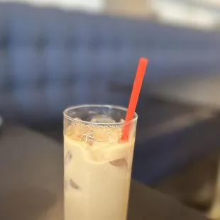 Iced latte with orange blossom