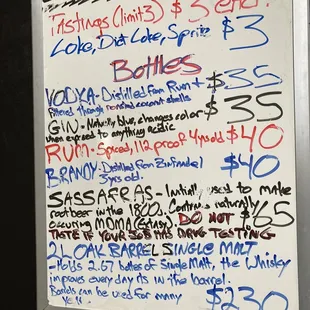 a list of items on a white board