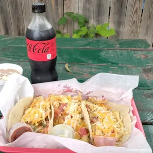 Migas breakfast tacos and beans!
