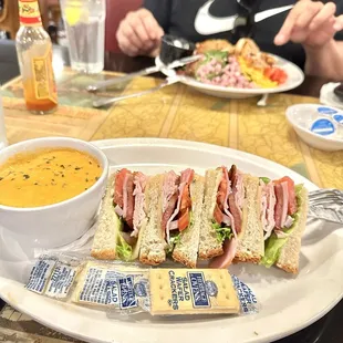 Soup and club sandwich