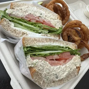 5. Tuna Salad Sandwich with Onion Rings