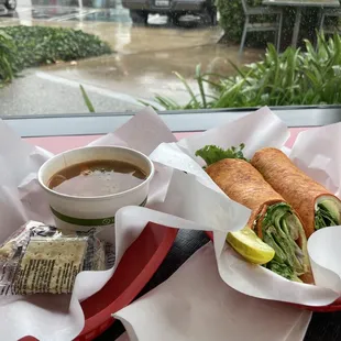 Veggie wrap with veggie soup