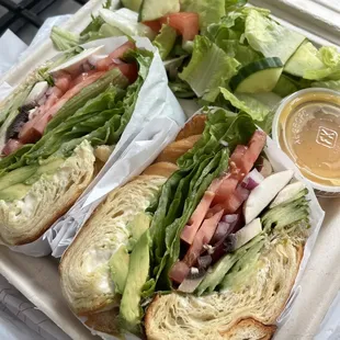 Veggie sandwich on a croissant. Thing of beauty