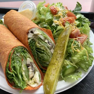 Veggie wrap with a salad