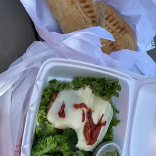 Chicken pesto panini no bread &amp; added broccolis