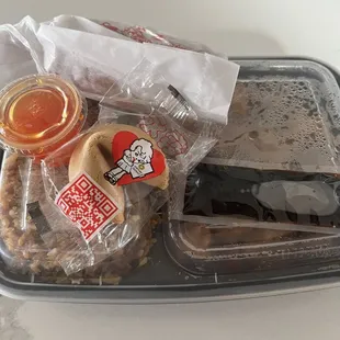 a tray of food on a table