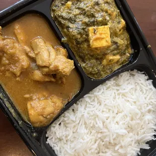 Curry Chicken Biryani &amp; saag creamy spinach