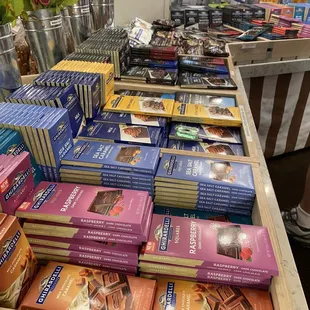 a table full of chocolates