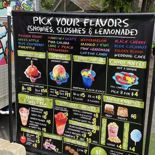 pick your flavors sign