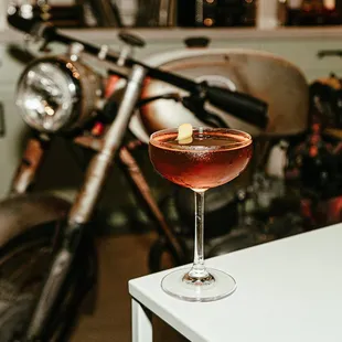 a motorcycle in the background