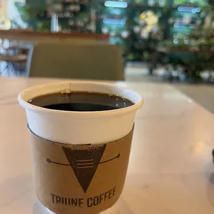 a cup of coffee on a table