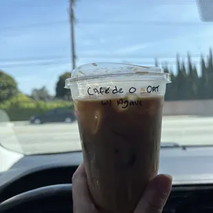 Cafe de olla oatmilk and blue agave coffee