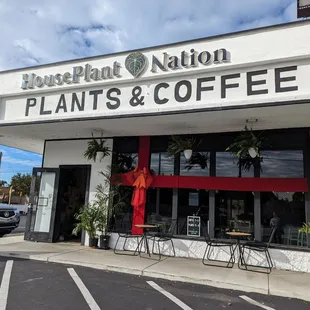 the front of the plant and coffee shop