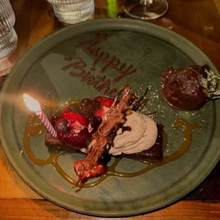 the trick candle and birthday dessert we had to fight for HAHA