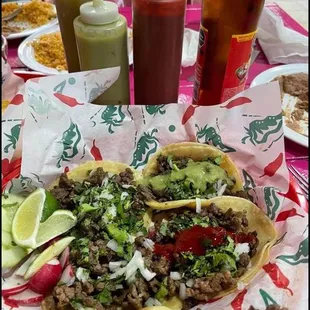 a table full of mexican food