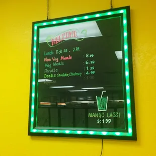 menu and prices
