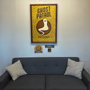 Waiting area and lovely poster