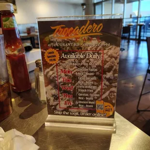 Daily lunch specials