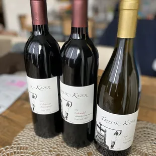 three bottles of wine