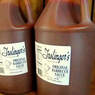 two jugs of barbecue sauce
