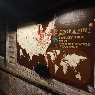 A map that allows guests to pin where they are from