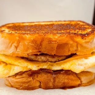 a grilled cheese and egg sandwich