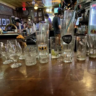 Dirty glasses customers sat down in front of us, while we were having a drink. Gross.