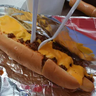 Footlong coney cheese dog