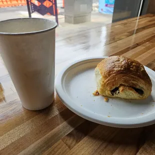 My chai latte &amp; chocolate croissant