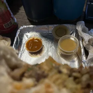 Burrito with sauces