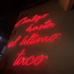 Neon sign near the entrance