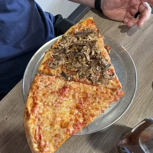Slice or plain and one with mushrooms and anchovies