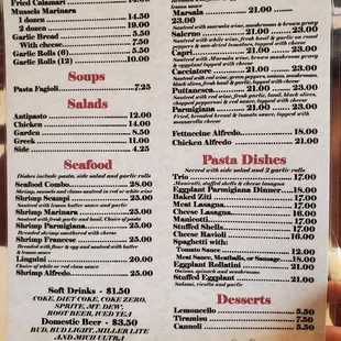 The menu