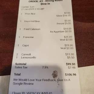 Tab with desserts to go