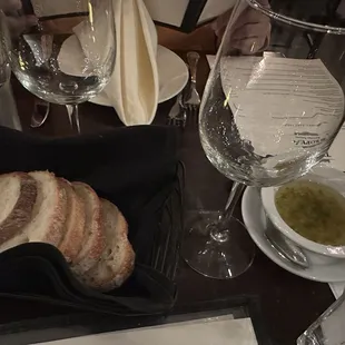 bread and wine glasses