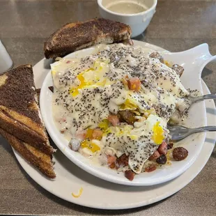 3 meat skillet with sausage gravy. Yes, I like pepper. Don't judge!