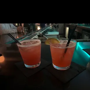 Bert and ernie on the right Peach in a pine on the left