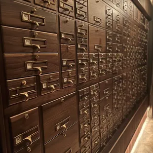 a wall full of drawers