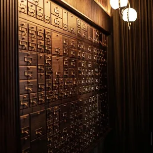a wall with a number of plaques on it