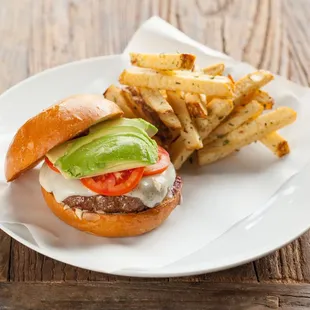 a burger and french fries