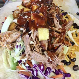 Inside of our Pork &amp; Pineapple Mamoo burrito