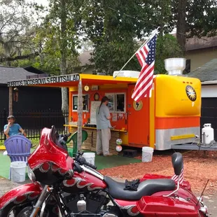 a red motorcycle
