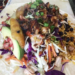 Don&apos;t be a Jerk chicken &amp; Shrimp Mamoo burrito