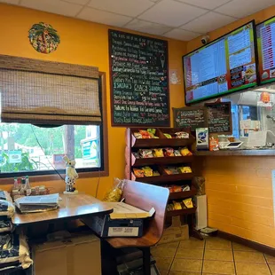 a view of the inside of a restaurant