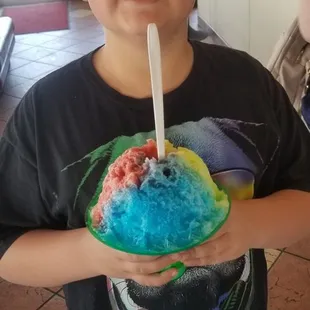 My son with a small.