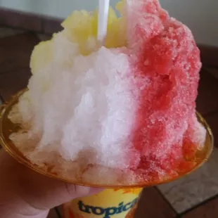 Large ..Cherry because it's a must. Pina colada and coconut. Yum!